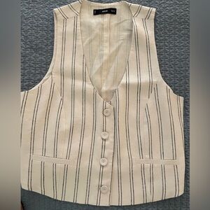 Mango Cream and Black Striped Vest and Trousers